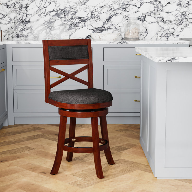 Tabouret pivotant à hauteur de comptoir, Gris anthracite, Cerisier