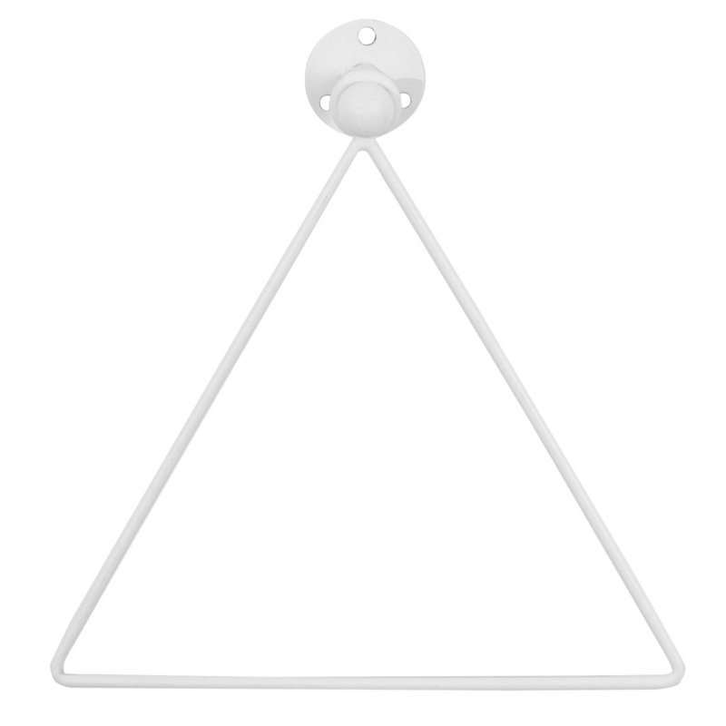 Triangle Metal Wall Mounted Towel Ring, White