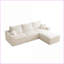 Canapé modulaire en forme de L à 3 places avec méridienne en L 110 po, sans assemblage pour le salon | Velours côtelé beige-1884440435