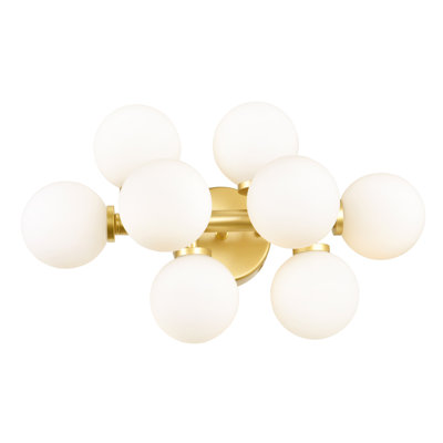 18" Wall Sconce for Bedroom, Bathroom, Hallway – 8-Light Modern Design with G9 Bulb Base – LED Compatible, Frosted Glass Spheres – BACL Certified