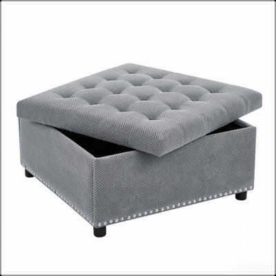 Classic Tufted Storage Ottoman with Nailhead Trim, Perfect for Small Spaces and Home Decor, Multi-Functional Footstool and Coffee Table