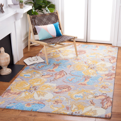 Tapis floral en laine et coton touffeté à la main Metro