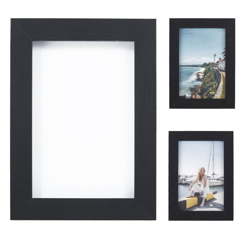 Engineered Wood Picture Frame, 9pcs, Black