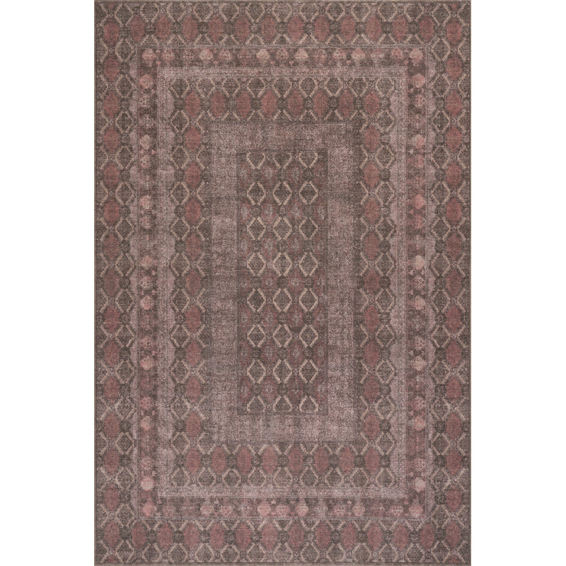  Tapis traditionnel rétro et délavé Anelia, Rectangle de 5 pi x 8 pi