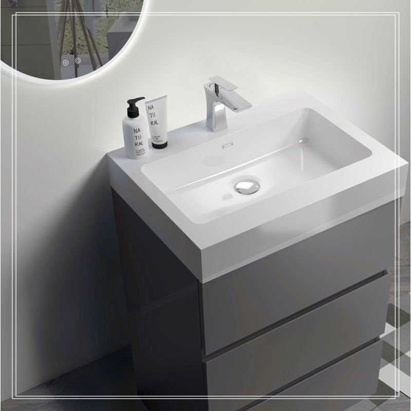Meuble-lavabo autoportant avec grand lavabo et rangement