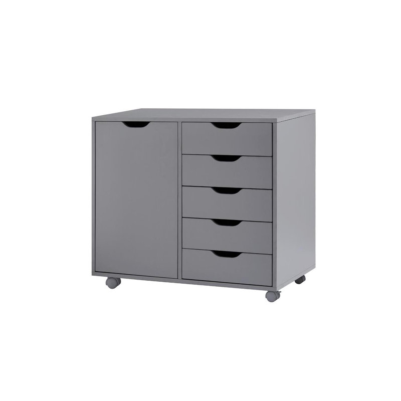 Garysburg Wood Office File Cabinet with 5 Drawers – Rolling Storage Cabinet & Drawer Dresser for Documents, Clothes & Supplies, Compact Space-Saving Design
