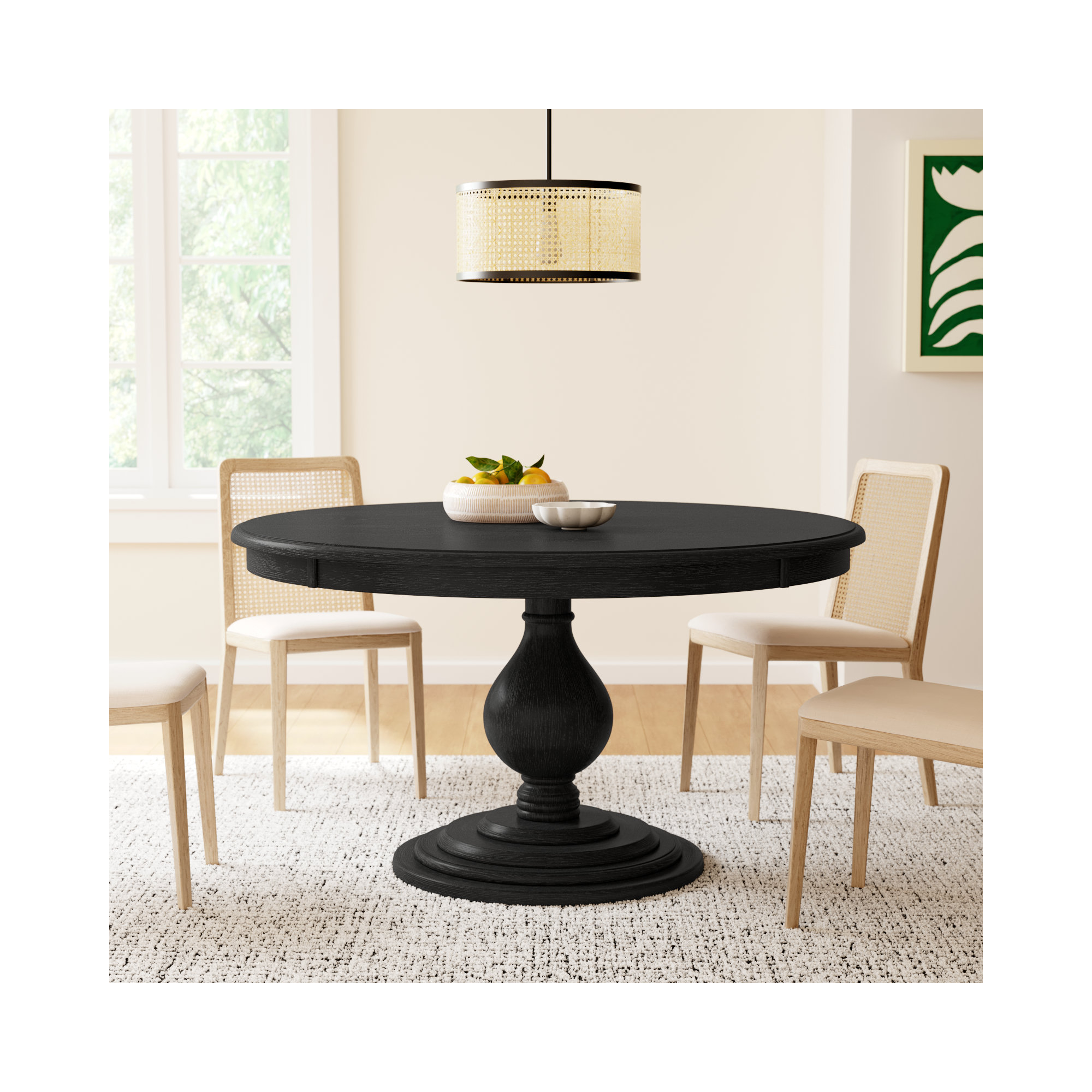 Kehoe Round Dining Table, 54" W x 54" L, Antique Black
