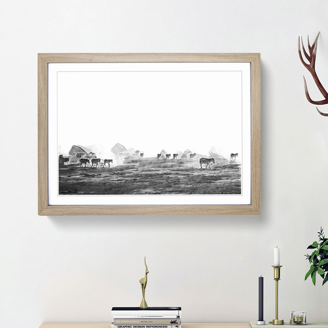 Zebras Roaming in Kenya in Abstract - Picture Frame Painting Print