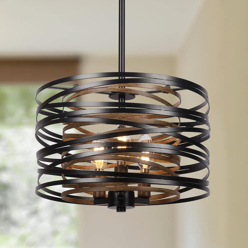 Willye 3 - Light Drum Chandelier, Black