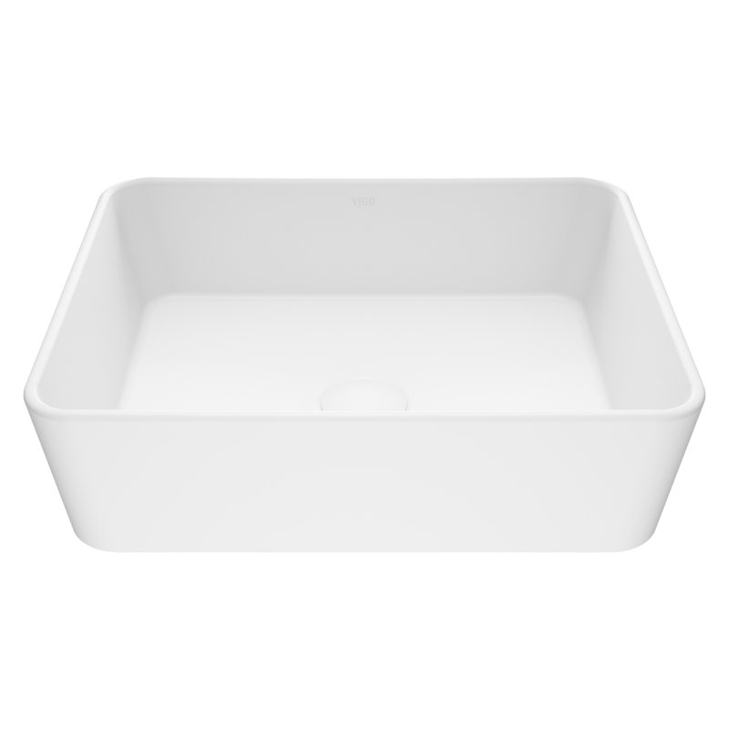 Marigold 18" L x 14" W x 5" H Matte White Handmade Rectangular Vessel Bathroom Sink