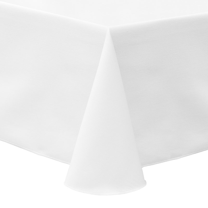 Cotton Twill Rectangular Tablecloth, White, 132" L x 108" W, 5