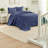 Comfortable Reversible Cotton Bedding Set, Navy, Luxury Queen Size