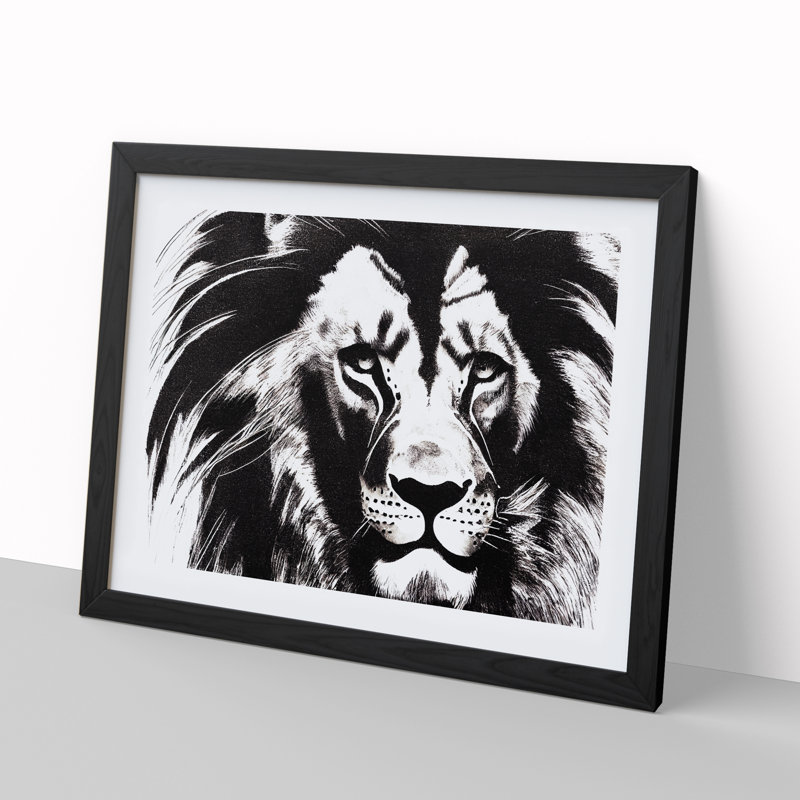 An Immense Lion - Single Picture Frame Print, 46cm H x 64cm W x 2cm D, Black Framed