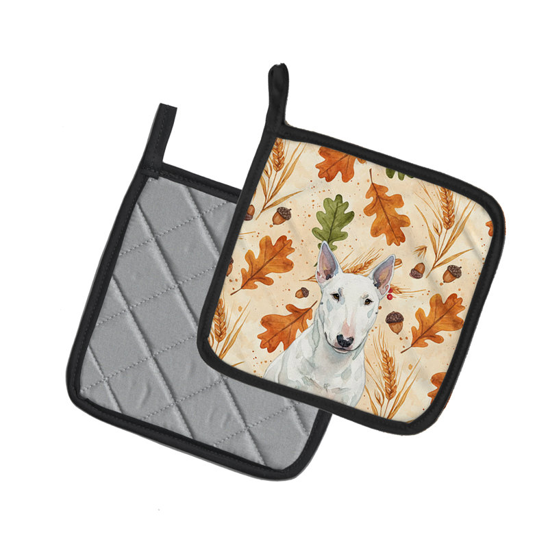 Paire de supports à casseroles blancs miniature Bull Terrier Heirloom