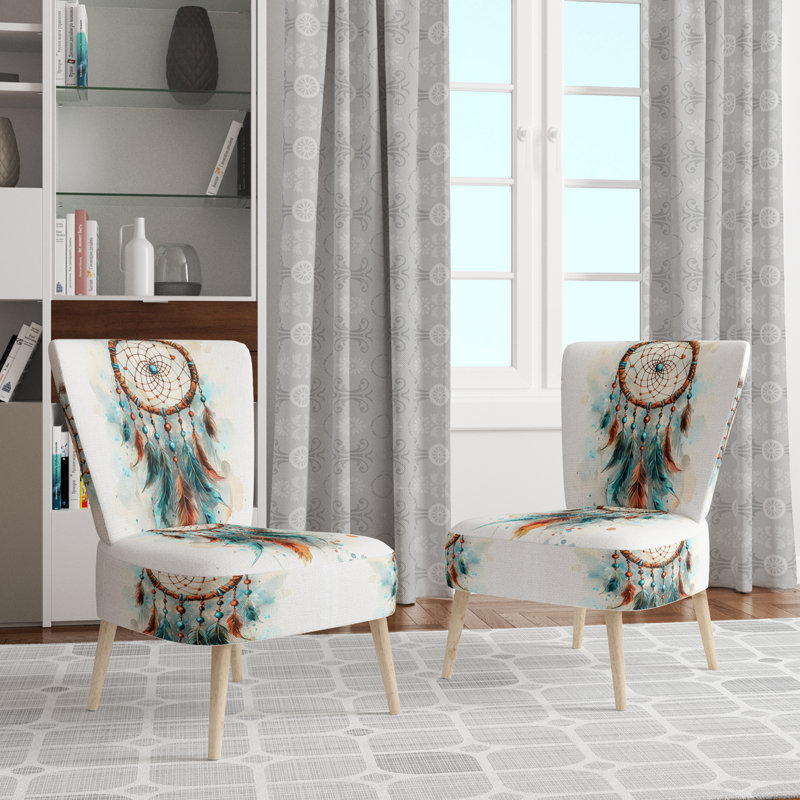 Chaise rembourrée Boho Feather - Chaise d'appoint Dreamcatcher Dust, Side Chair Armless