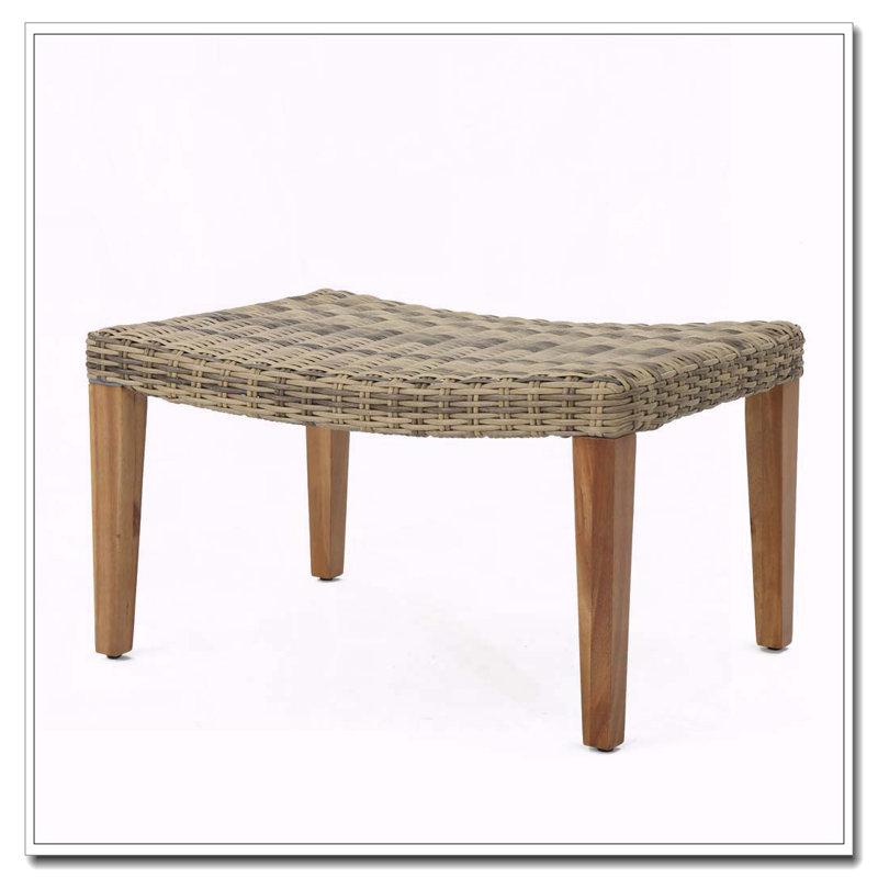 Hampton Wood + Wicker Ottoman
