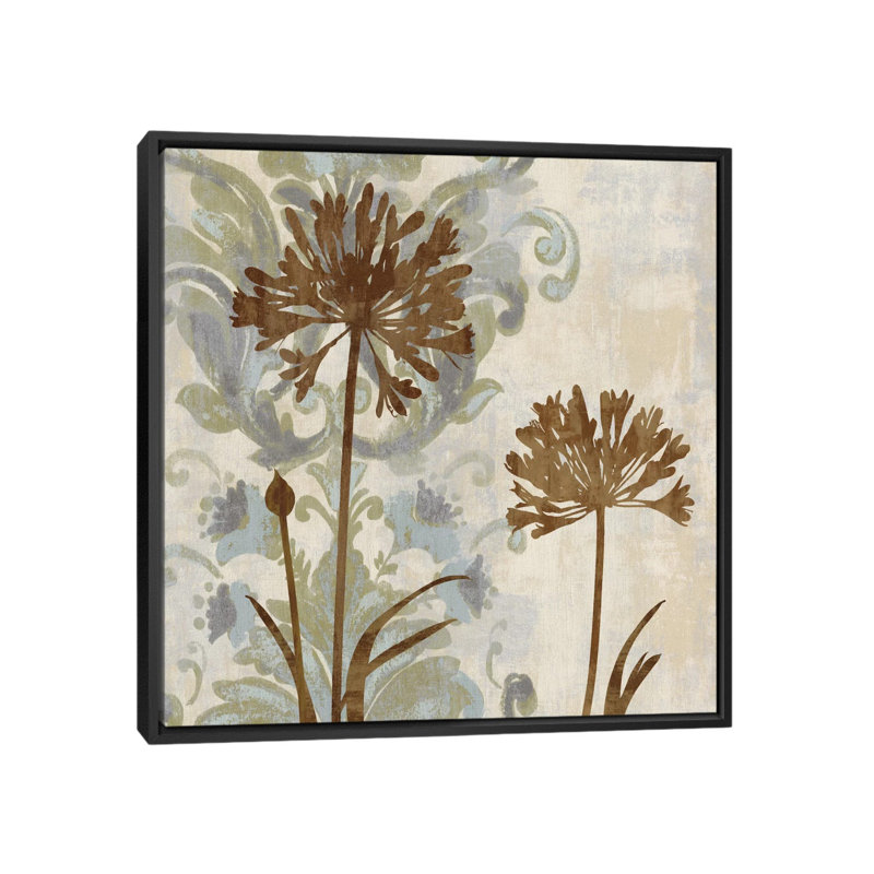 « floral oasis i », impression sur toile, H 18 po x l 18 po x P 1,5 po, Toile avec cadre noir, Pas de tapis