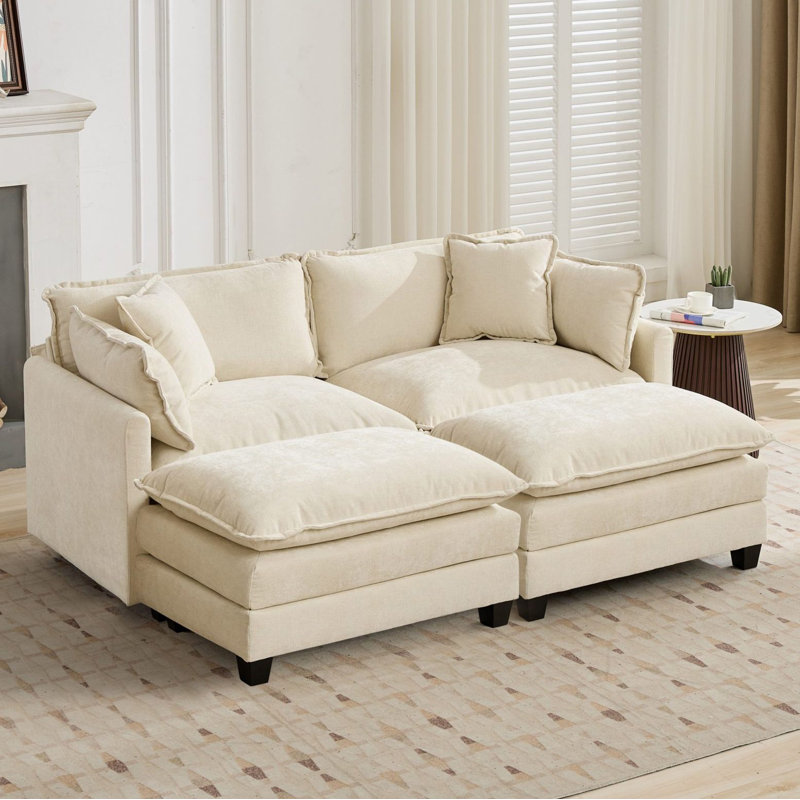 Canapé-lit modulaire avec canapé-lit surdimensionné Schmucker, Chenille beige, H 33 po x l 78 po x P 35 po