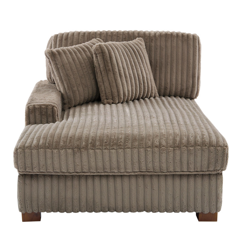 Upholstered Chaise Lounge, Light Brown