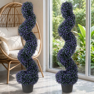 120 cm H Faux Boxwood Topiary Plant in Cement Freestanding  Planter