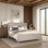 Lit Giva, bords arrondis, chêne naturel beige, bois d'hévéa massif