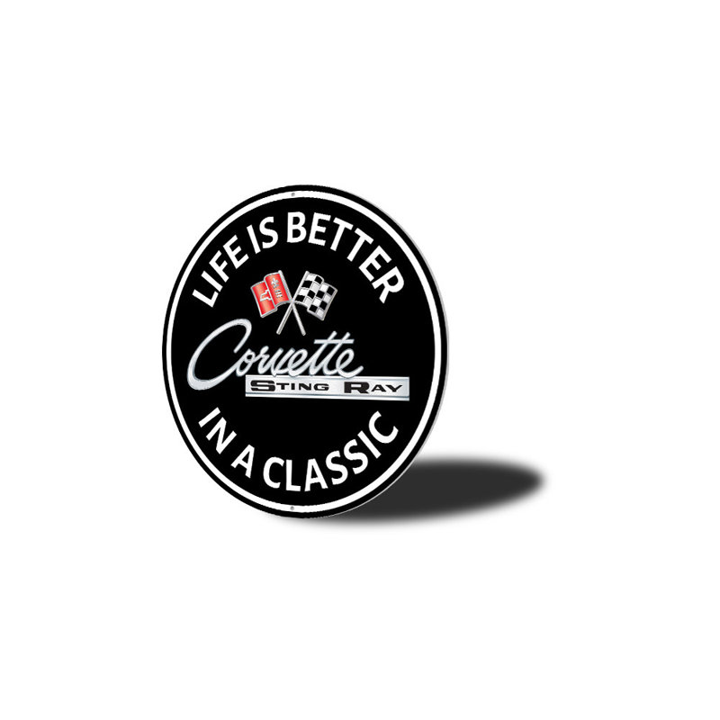 Plaque en aluminium Corvette Sting Ray Classic Car, H 18 po x l 18 po x P 0,06 po