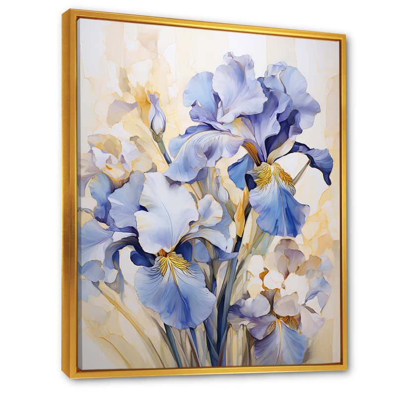 Minimalisme Irises Melody I sur toile, H 32 po x l 16 po x P 1 po, Cadre flottant doré