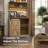 55" Farmhouse Coffee Bar Hutch with LED Light, Storage & Sliding Barn Door-632302532