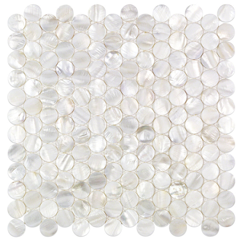 Carreau de mosaïque rond en coquillages de 0,39 po x 0,79 po Pacif, Perle