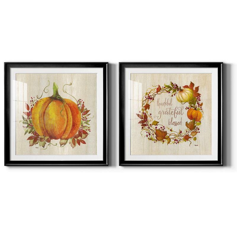 «Pumpkin In Fall», ensemble de 2 reproductions de cadres photo, H 17,5 po x l 35 po x P 1,5 po, Noir