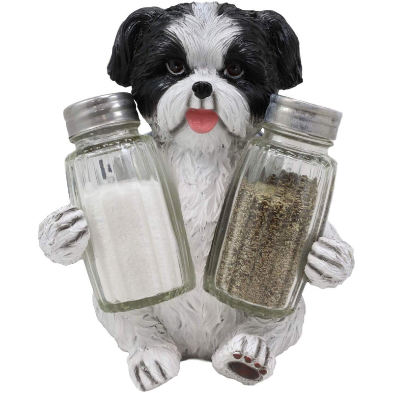 Ensemble de verres décoratifs en verre décoratif à poivre et sel adorable moulant toutou shih tzu pour chien ebros gift réaliste Faustus