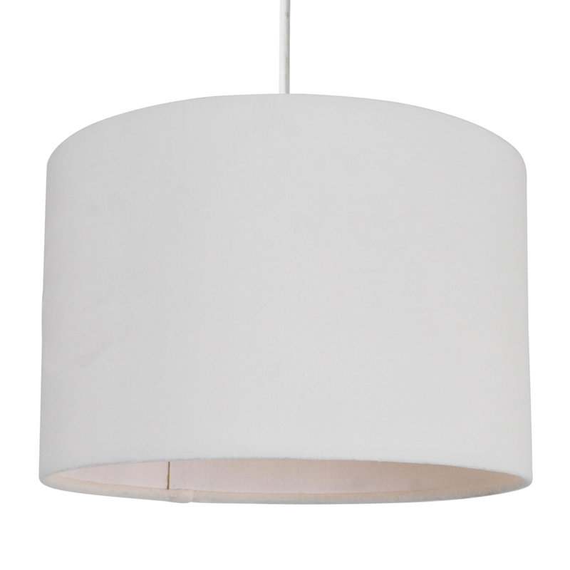 Velvet Drum Velvet and Cotton Pendant Shade ( Screw On ), 22cm H x 35.5cm W x 35.5cm D, White