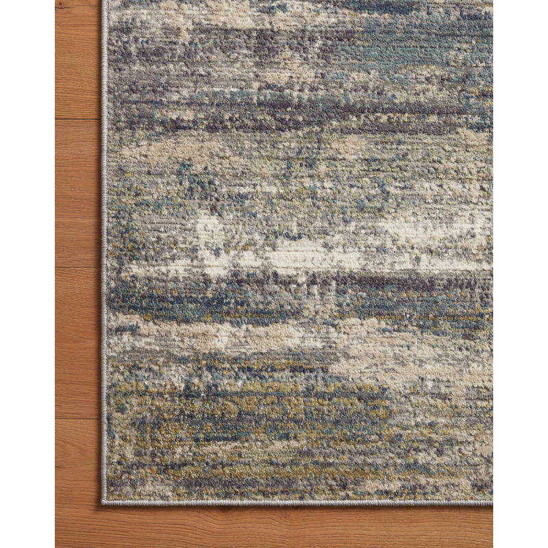 Machine Woven Polypropylene/Polyester Area Rug in Gray/Beige, Runner 2'6" x 8'