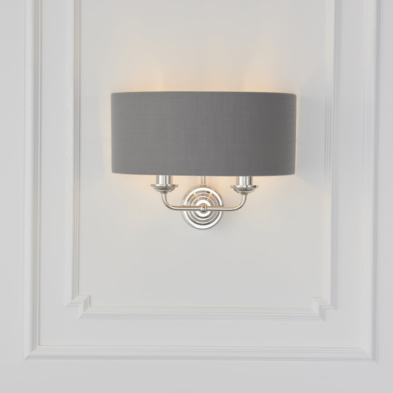 Landover Armed Sconce, Bright Nickel, Charcoal