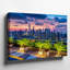 Reproduction d'art sur toile, une scène de toit vibrante surplombant un paysage urbain tentaculaire au coucher du soleil-56465912