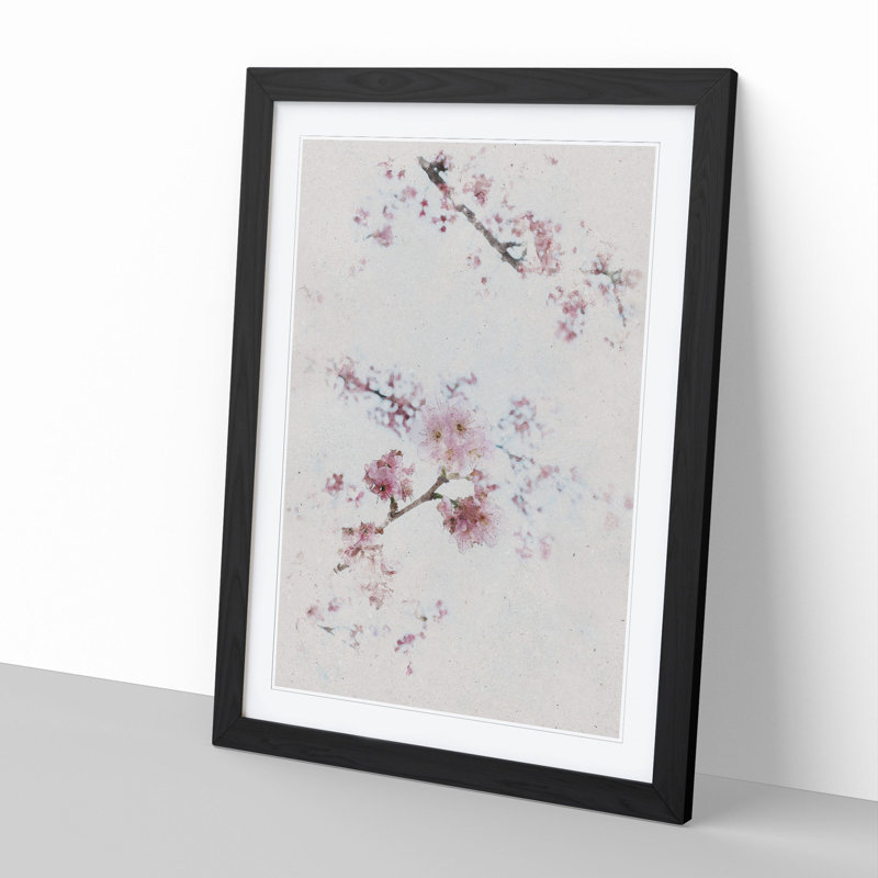 Eye of the Cherry Blossom Tree Watercolour - Picture Frame Graphic Art, 65cm H x 48cm W x 2cm D, Black