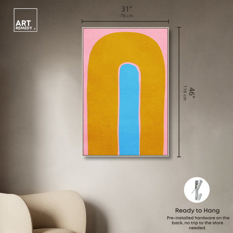 Art mural géométrique abstrait moderne «Is not That Sweet» par Art Remedy, Encadrement argenté, H 46 po x l 31 po