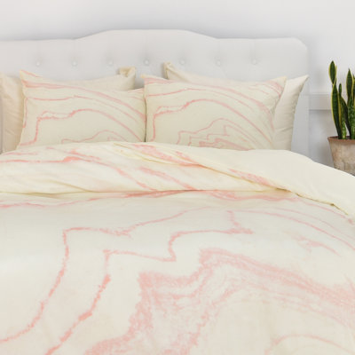 Housse de couette marbre rosé
