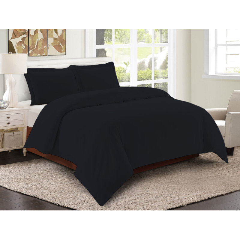 Machine Woven Duvet Cover, Twin Duvet Cover + 1 Sham, Black