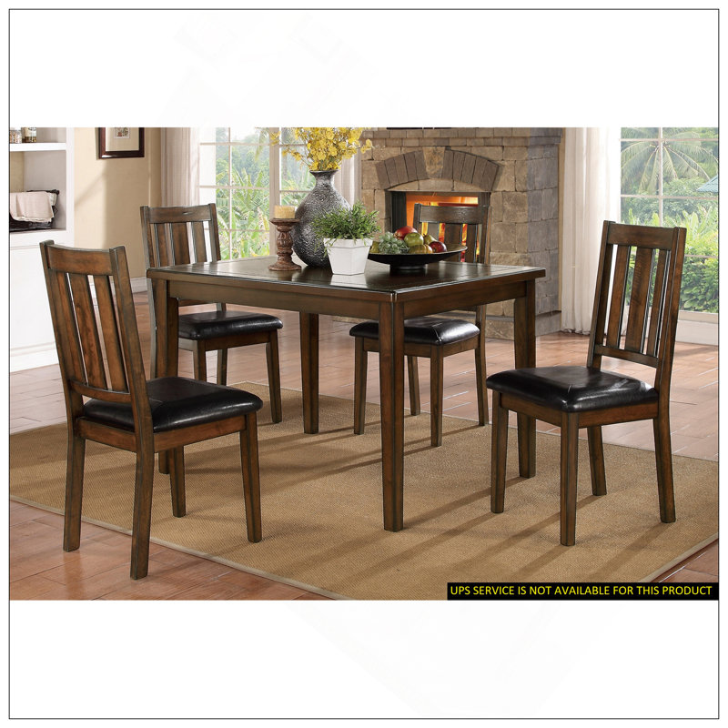 Ensemble de table de salle à manger à finition cerise foncée 5 pièces avec 4 chaises