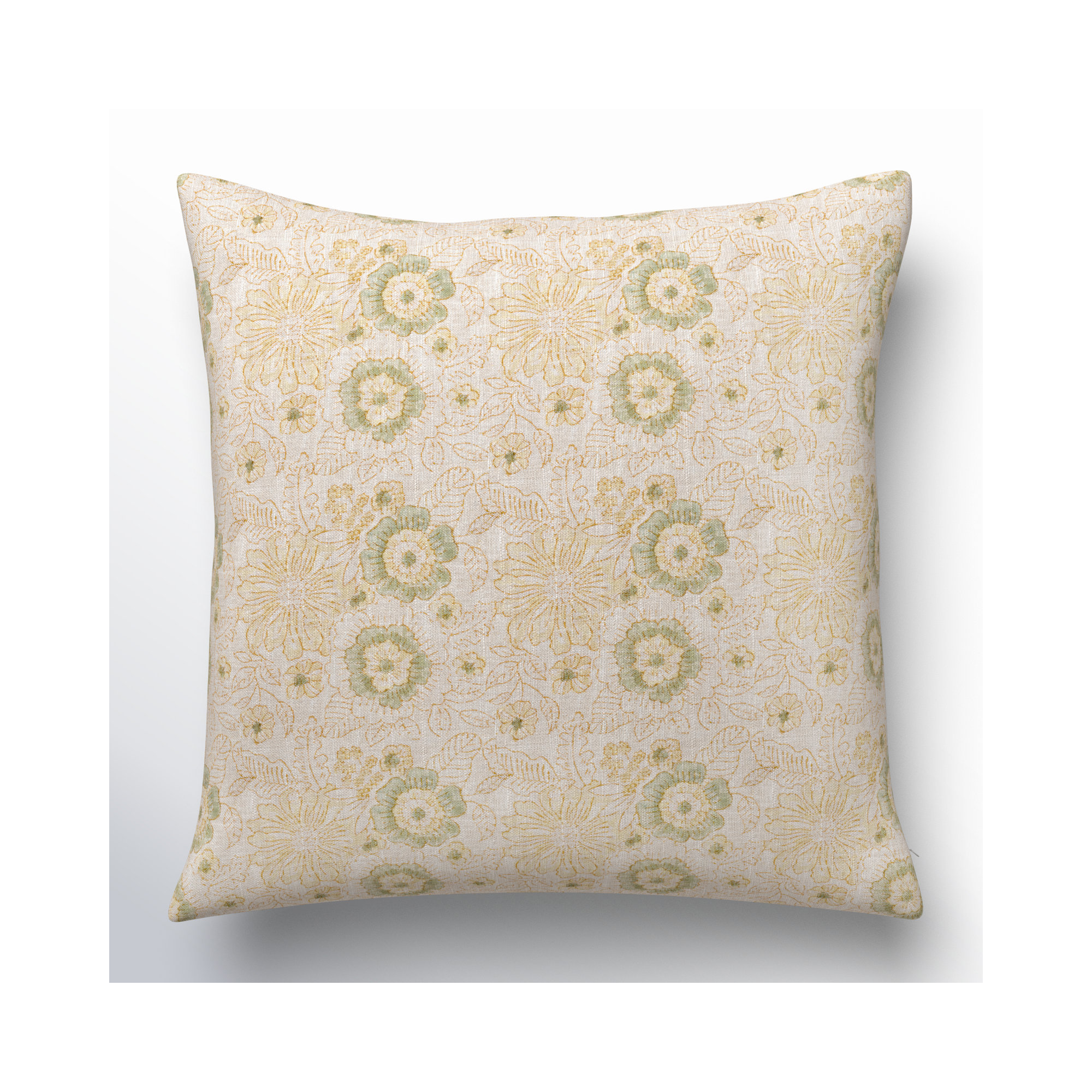 Tambra Floral Linen Pillow Cover, Down, 22" x 22"