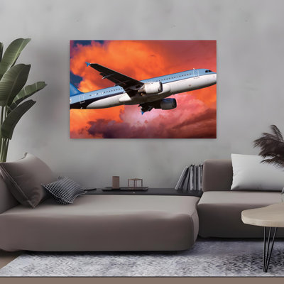 Low Angle View Of An Airplane In Flight Abstract Contemporary Landscape Nature Art