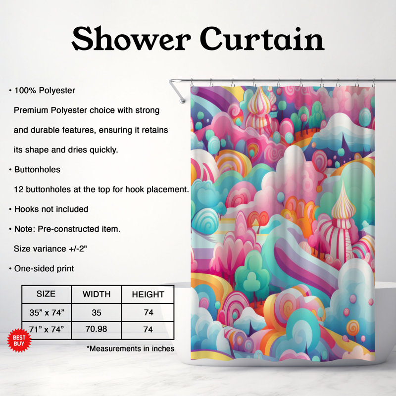 Sweet Confections - Rideau de douche Premium, H 74 po x l 71 po