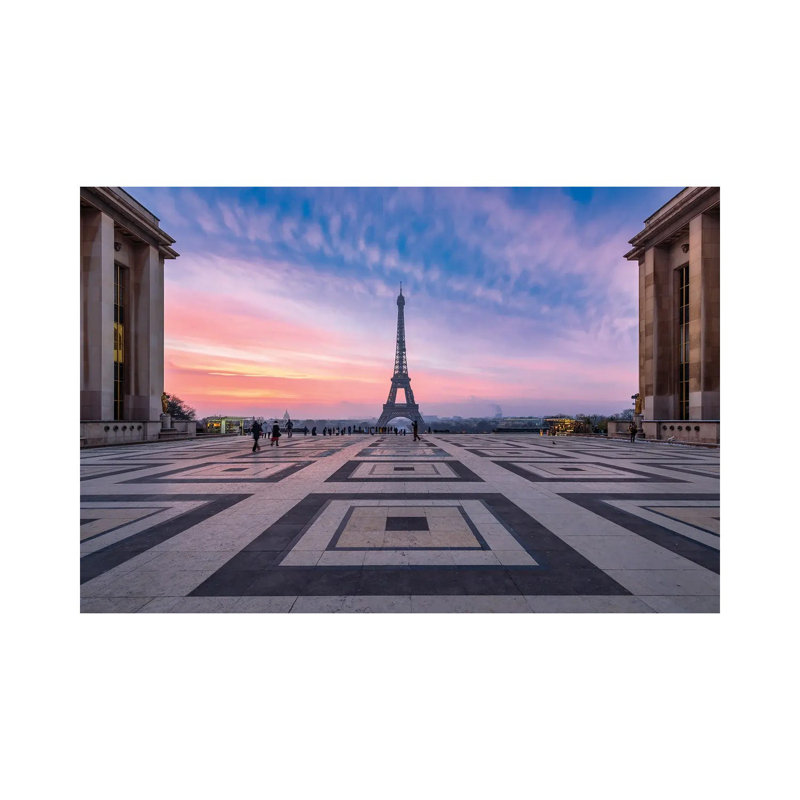 Place du Trocadéro et tour Eiffel au lever du soleil, Paris, France, H 18 po x l 26 po x P 1,5 po