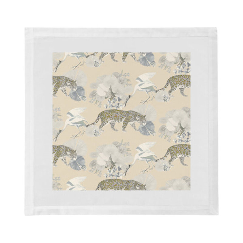 Leopard Walk Cameo Hemstitch 22" Linen/Cotton Napkin, Cream