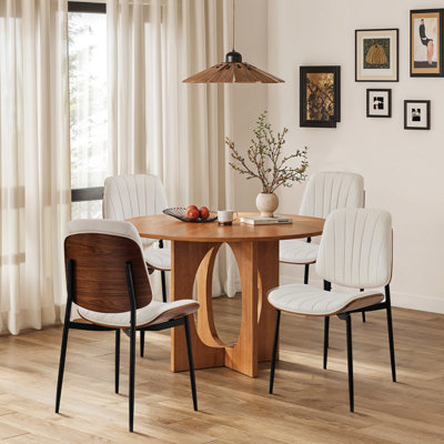 Mid-Century Modern Upholstered Dining Chair With Metal Legs by George Oliver