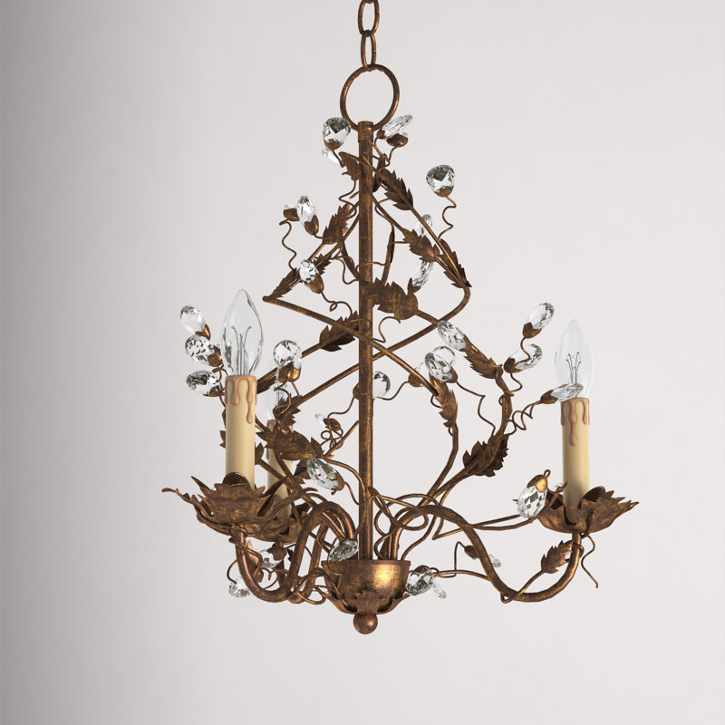 Lustre classique à 3 lumières de style bougie Mair, Or étrusque