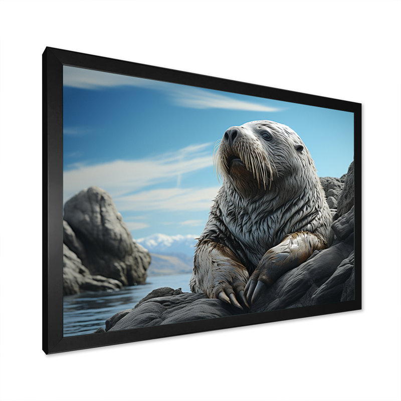 Morse côtier majestueux sur toile, H 12 po x l 20 po x P 1 po, Cadre simple noir
