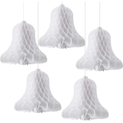 5 Pcs Paper Wedding Bells Hanging 12 Inch Large Heavy Honeycomb Bells Bridal Honeycomb Decorating Supplies