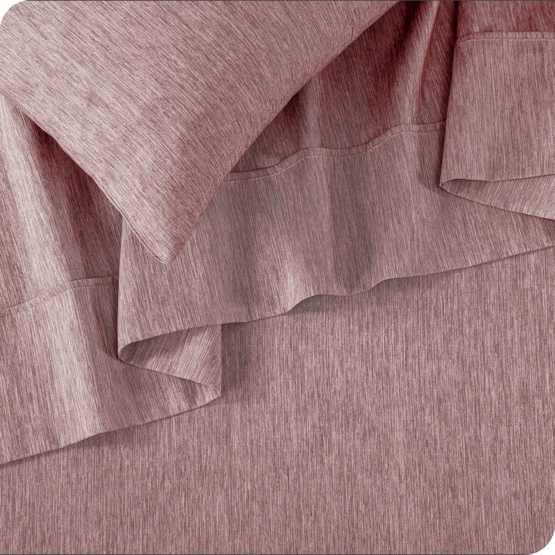 Ensemble de draps en microfibre Bare Home, Ensemble de draps pour grand lit + un drap-housse , Chiné, bois de rose